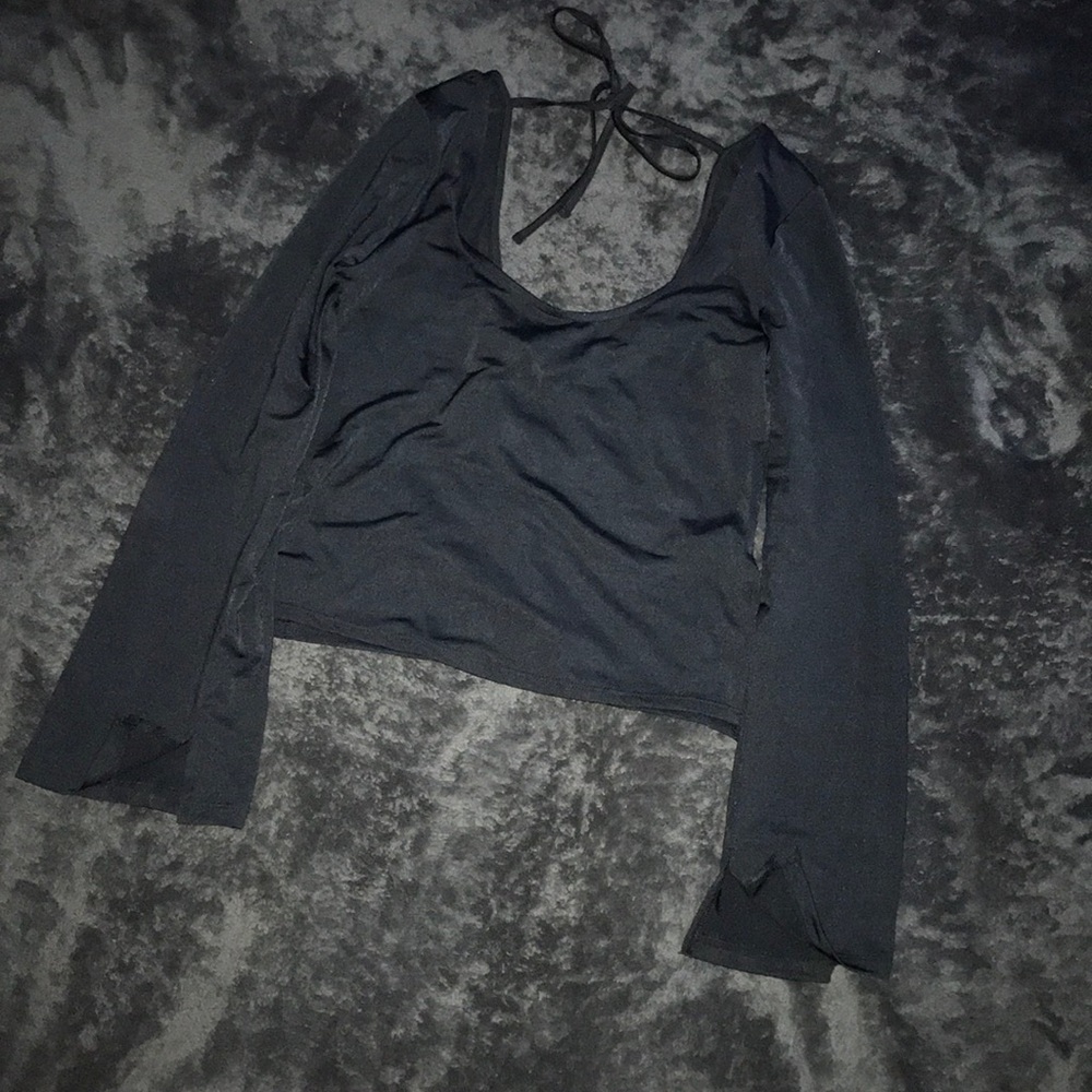 Topshop long sleeve crop top flared sleeves